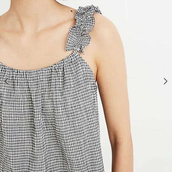 Madewell Ruffle-Strap Loose Fit Cami Top in True Black Miniature Gingham - Picture 4 of 11